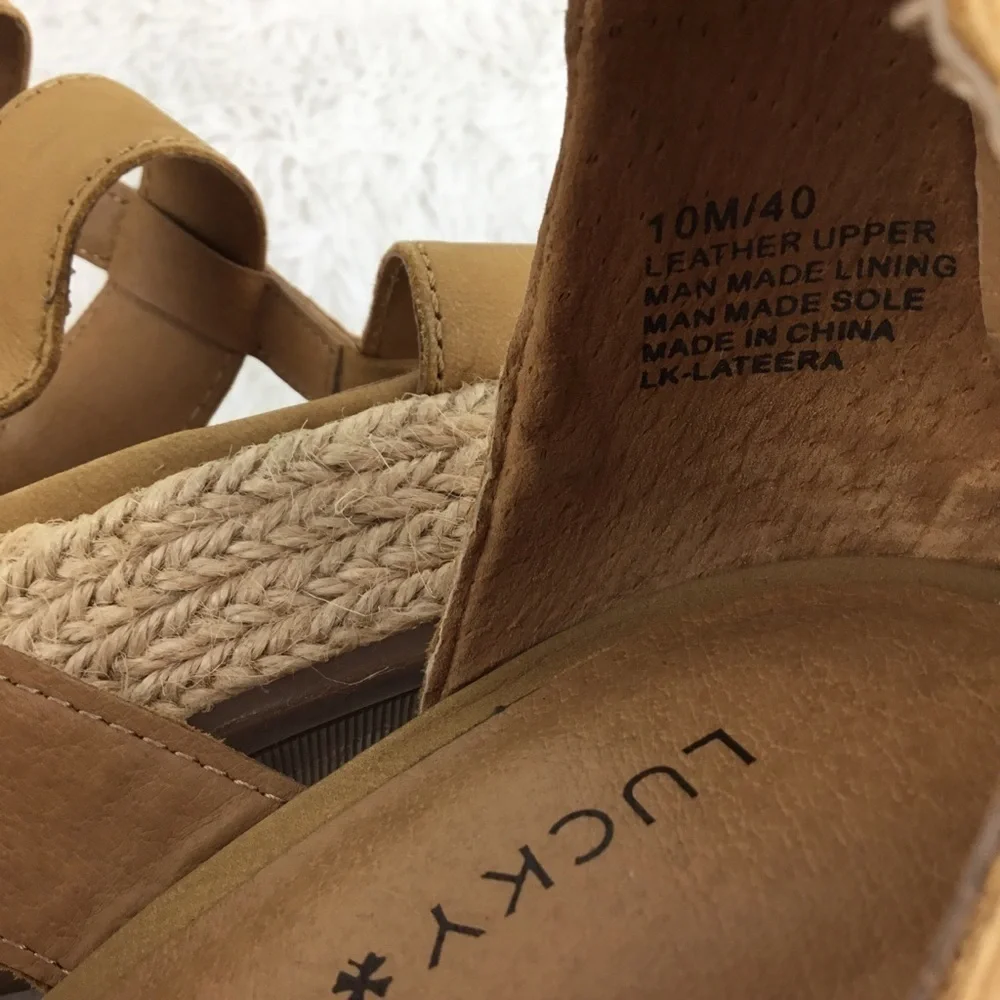 LUCKY Brand Size 10 Leather Espadrille/Wedge EUC